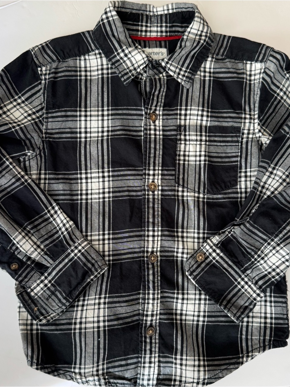 Carter's Black & White Plaid Button-Down Shirt